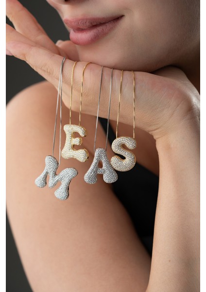 925 Ayar Gümüş Kişiye Özel Balon Harf Kolye fiyatları