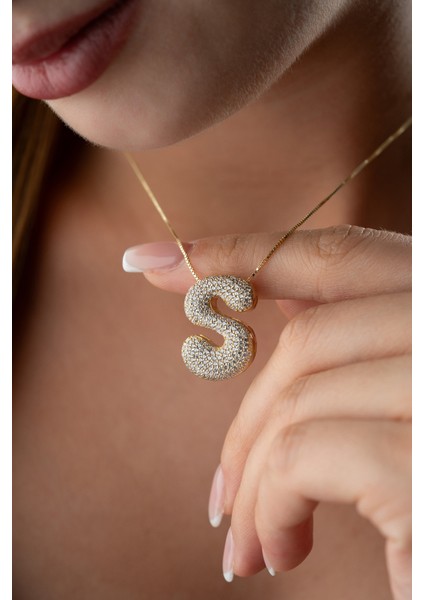 925 Ayar Gümüş Kişiye Özel Balon Harf Kolye modelleri