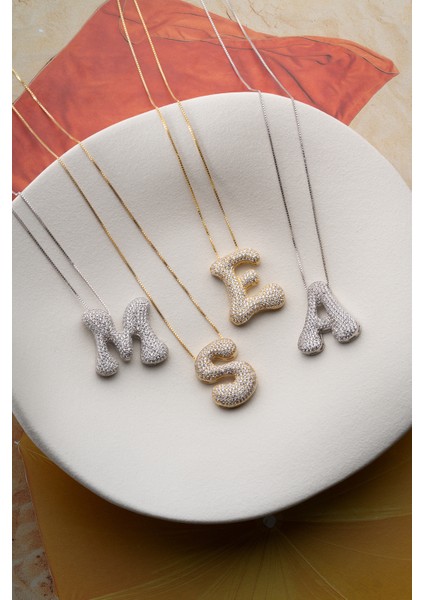 925 Ayar Gümüş Kişiye Özel Balon Harf Kolye