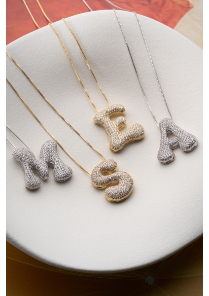 925 Ayar Gümüş Kişiye Özel Balon Harf Kolye