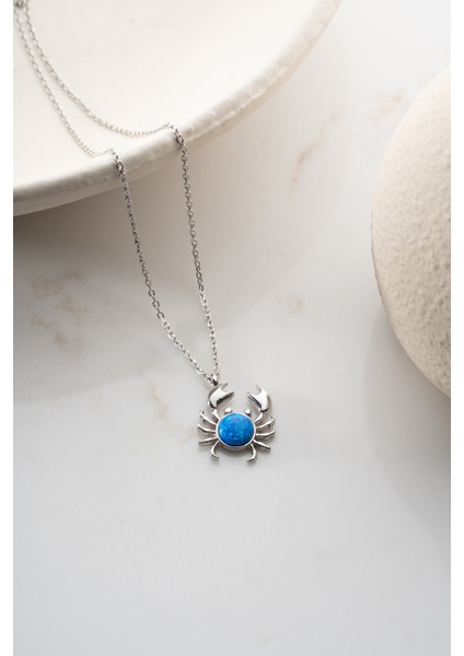 925 Ayar Gümüş Işıklı Kutuda Yengeç Kolye indirimleri