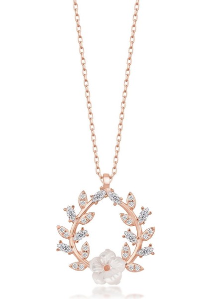 925 Ayar Gümüş Gold Sedefli Çiçek Kolye fırsatları