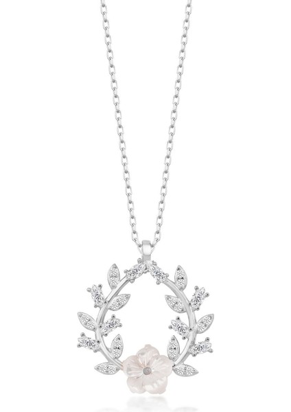 925 Ayar Gümüş Gold Sedefli Çiçek Kolye indirimleri