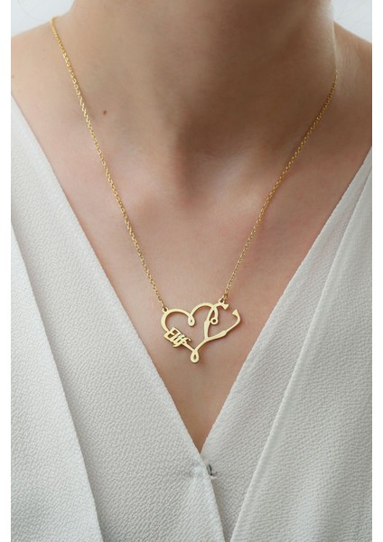 925 Ayar Gümüş Isimli Kalpli Doktor Kolyesi fiyatları