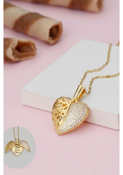 925 Ayar Gümüş Kanatlı Kalp Kolye indirimleri