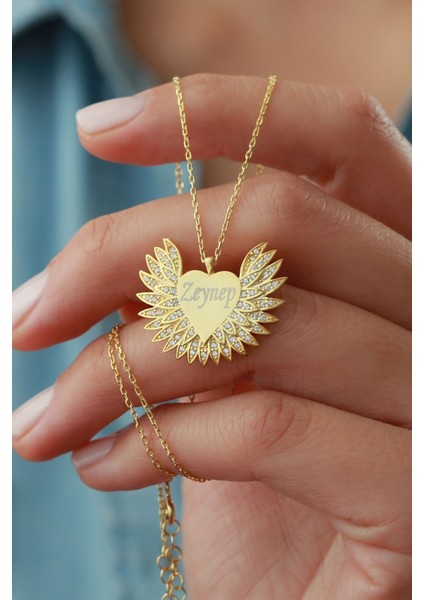 925 Ayar Gümüş Kanatlı Isim Kolye