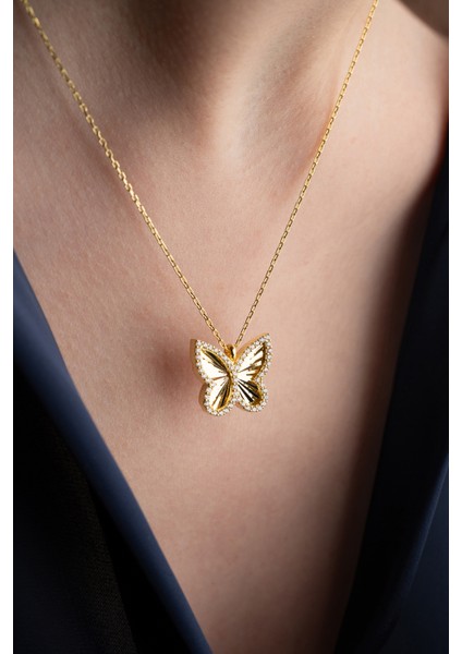 925 Ayar Gümüş Işıklı Kutuda Kelebek Model Kolye fiyatları