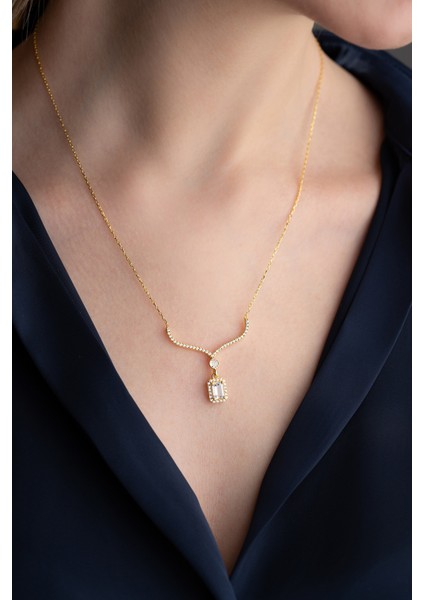 925 Ayar Gümüş Işıklı Kutuda Gold Baget Kolye indirimleri