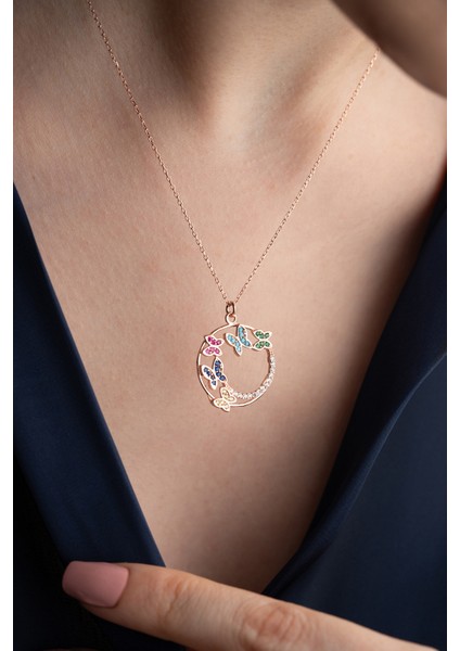 925 Ayar Gümüş Işıklı Kutuda Kelebek Kolye Kolye modelleri