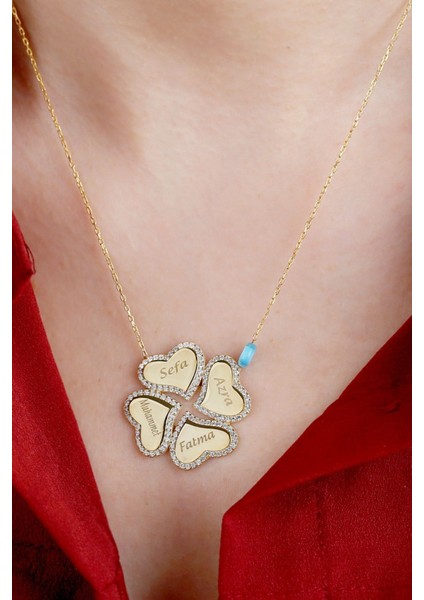 925 Ayar Gümüş Yonca Kişiye Özel Isimli Kolye fiyatları