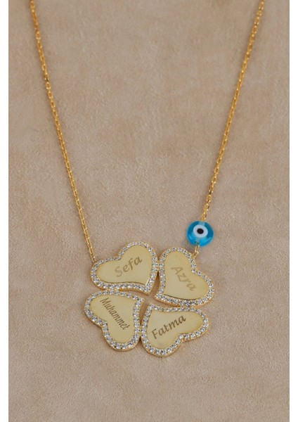 925 Ayar Gümüş Yonca Kişiye Özel Isimli Kolye modelleri