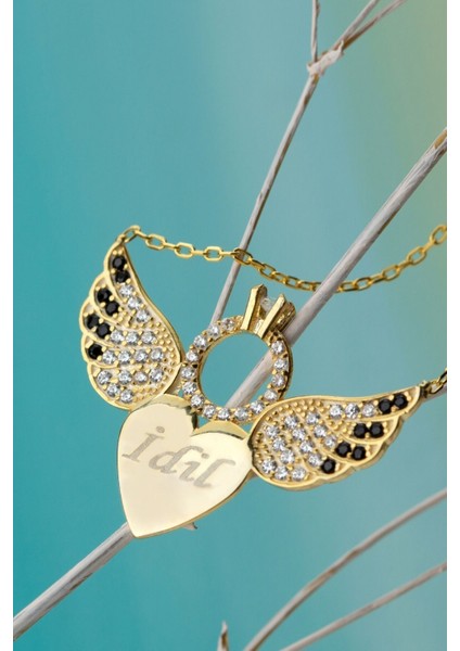 925 Ayar Gümüş Isimli Kanatlı Kalp Kolye modelleri