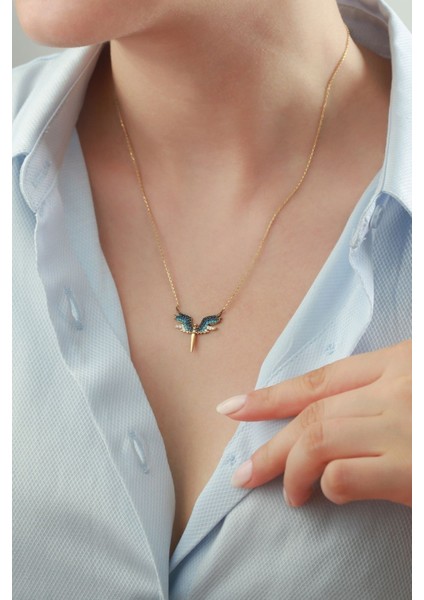 925 Ayar Zirkon Taşlı Mikail Kolye