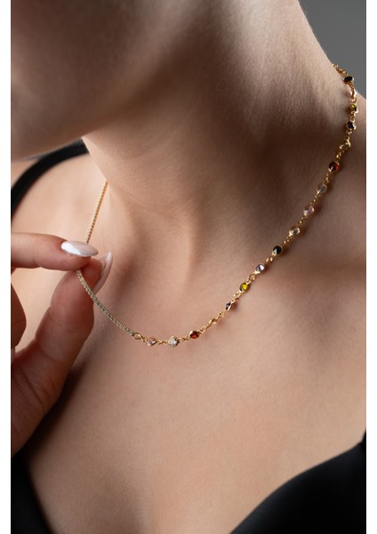 925 Ayar Gümüş Renkli Taşlı Kolye fiyatları