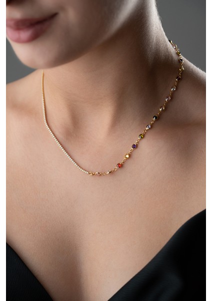 925 Ayar Gümüş Renkli Taşlı Kolye modelleri