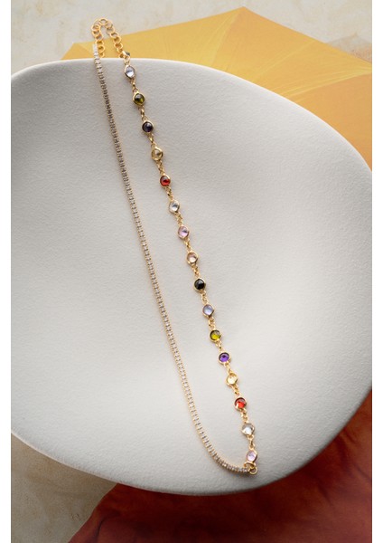 925 Ayar Gümüş Renkli Taşlı Kolye indirimleri