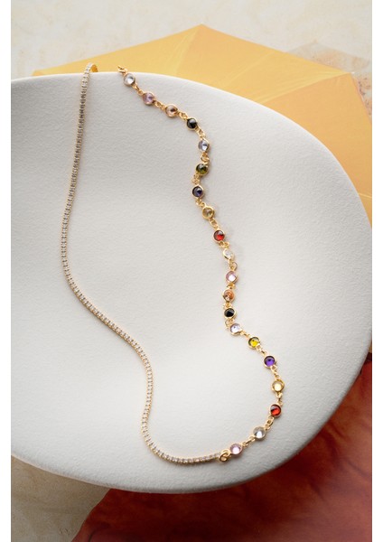 925 Ayar Gümüş Renkli Taşlı Kolye