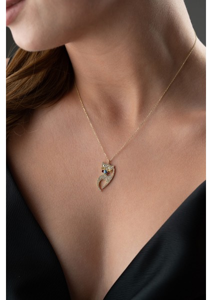 925 Ayar Gümüş Zirkon Taşlı Kedi Kolye indirimleri