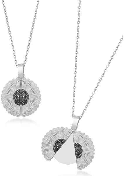 925 Ayar Gümüş Isimli Açılan Ay Çiçeği Kolye