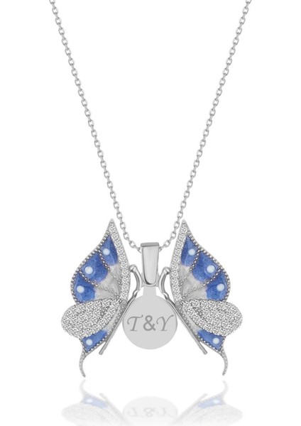 925 Ayar Gümüş Açılabilen Kelebek Kolye