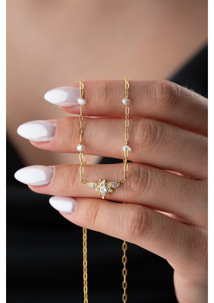 925 Ayar Gümüş Incili Arı Kolye fiyatları