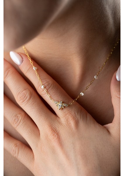 925 Ayar Gümüş Incili Arı Kolye modelleri