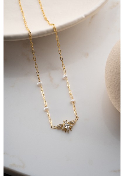 925 Ayar Gümüş Incili Arı Kolye indirimleri