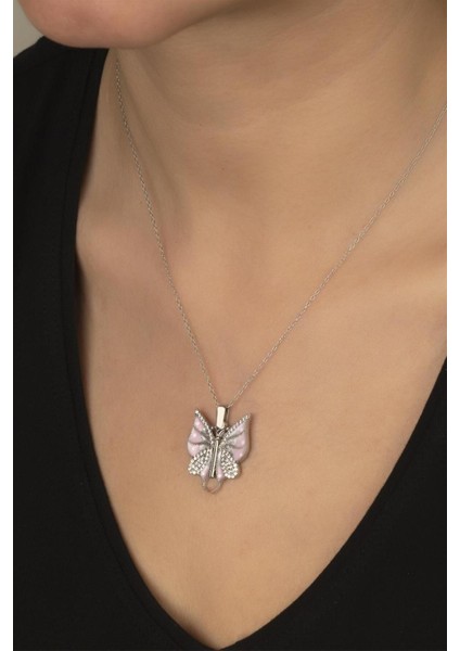 925 Ayar Gümüş Açılabilen Kelebek Kolye fırsatları