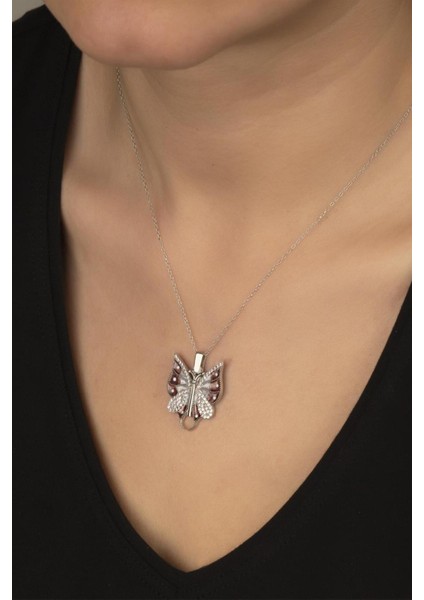 925 Ayar Gümüş Açılabilen Kelebek Kolye fırsatları