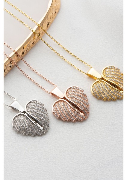 925 Ayar Gümüş Kişiye Özel Açılan Melek Kanatlı Kolye modelleri