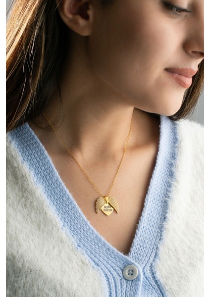 925 Ayar Gümüş Kişiye Özel Açılan Melek Kanatlı Kolye fırsatları