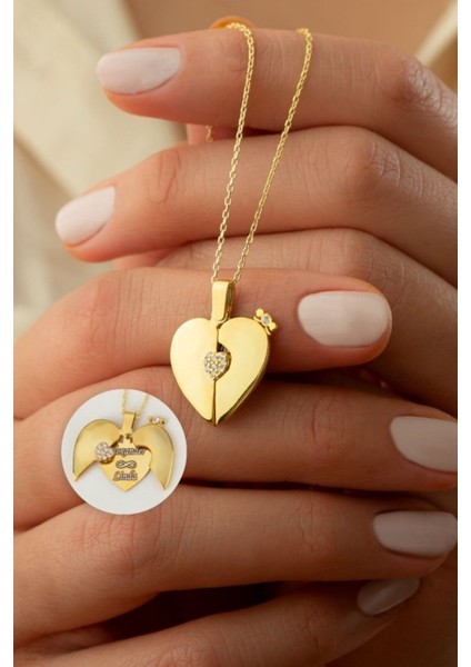 925 Ayar Gümüş Tek Taşlı Açılan Kalp Kolye fiyatları