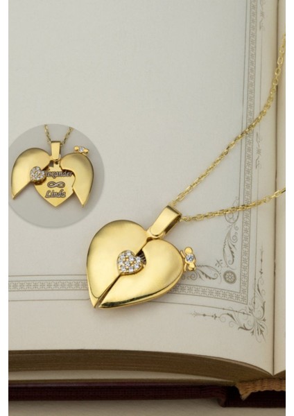 925 Ayar Gümüş Tek Taşlı Açılan Kalp Kolye fırsatları