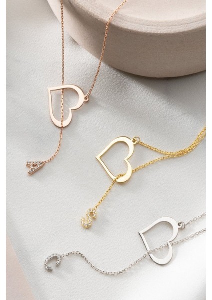 925 Ayar Gümüş Kişiye Özel Harfli Kalp Kolye fiyatları