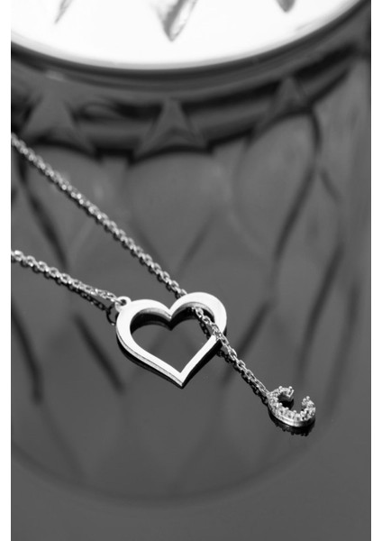 925 Ayar Gümüş Kişiye Özel Harfli Kalp Kolye fırsatları