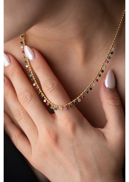 925 Ayar Gümüş Renkli Taşlı Kolye fiyatları