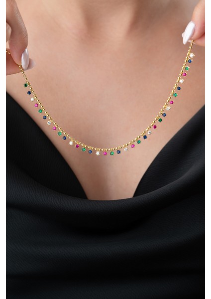 925 Ayar Gümüş Renkli Taşlı Kolye modelleri