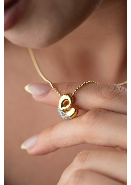 925 Ayar Gümüş Taşlı Harf Kolye