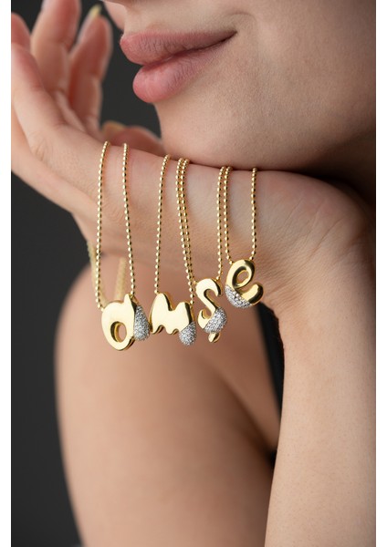 925 Ayar Gümüş Taşlı Harf Kolye fiyatları