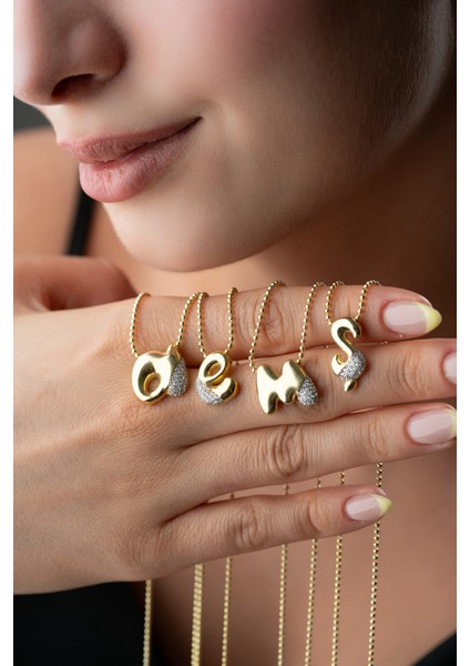 925 Ayar Gümüş Taşlı Harf Kolye modelleri