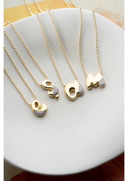 925 Ayar Gümüş Taşlı Harf Kolye