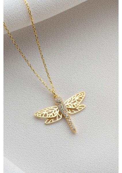 925 Ayar Gümüş Gold Zirkon Taşlı Yusufçuk Kolye fiyatları