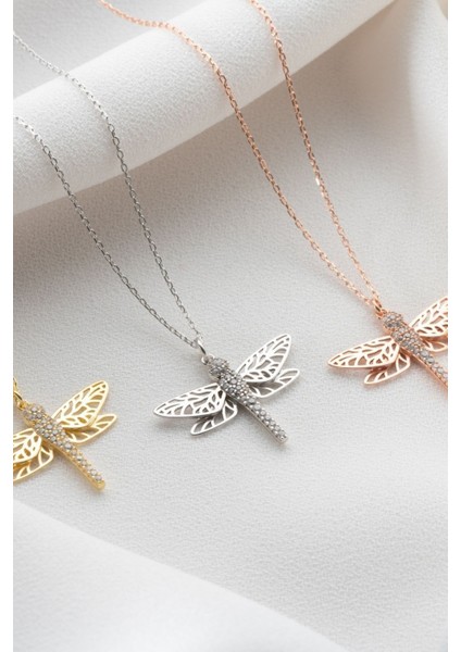 925 Ayar Gümüş Gold Zirkon Taşlı Yusufçuk Kolye indirimleri