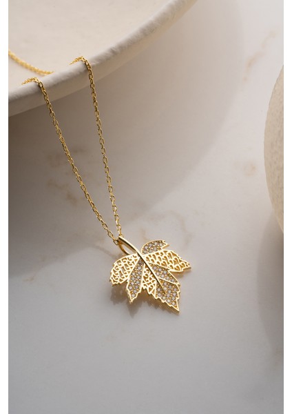 925 Ayar Gümüş Işıklı Kutuda Çınar Yaparğı Kolye indirimleri