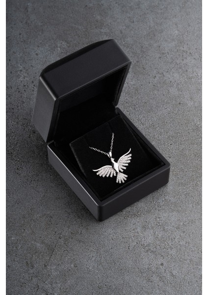 925 Ayar Gümüş Işıklı Kutuda Anka Kuşu Kolye