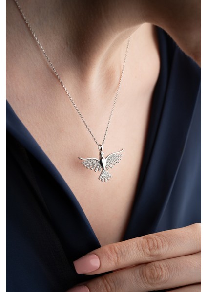 925 Ayar Gümüş Işıklı Kutuda Anka Kuşu Kolye modelleri