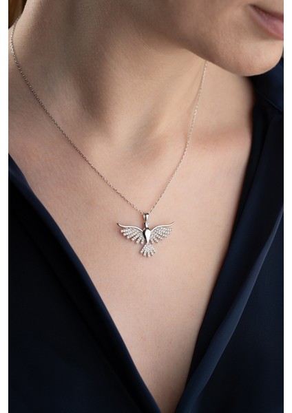 925 Ayar Gümüş Işıklı Kutuda Anka Kuşu Kolye fırsatları