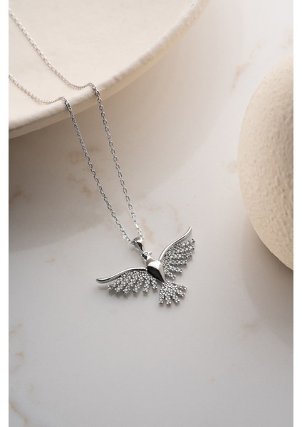 925 Ayar Gümüş Işıklı Kutuda Anka Kuşu Kolye