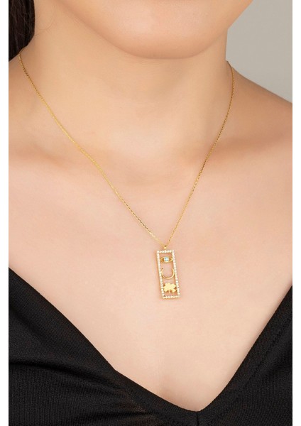 925 Ayar Gold Plaka Şans Gümüş Kolye fırsatları