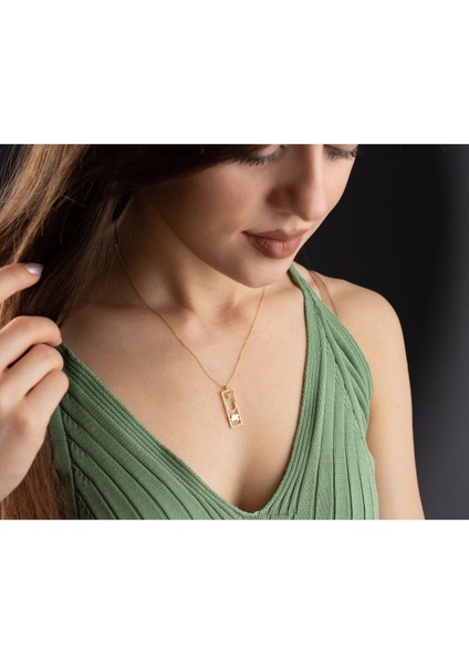 925 Ayar Gold Plaka Şans Gümüş Kolye